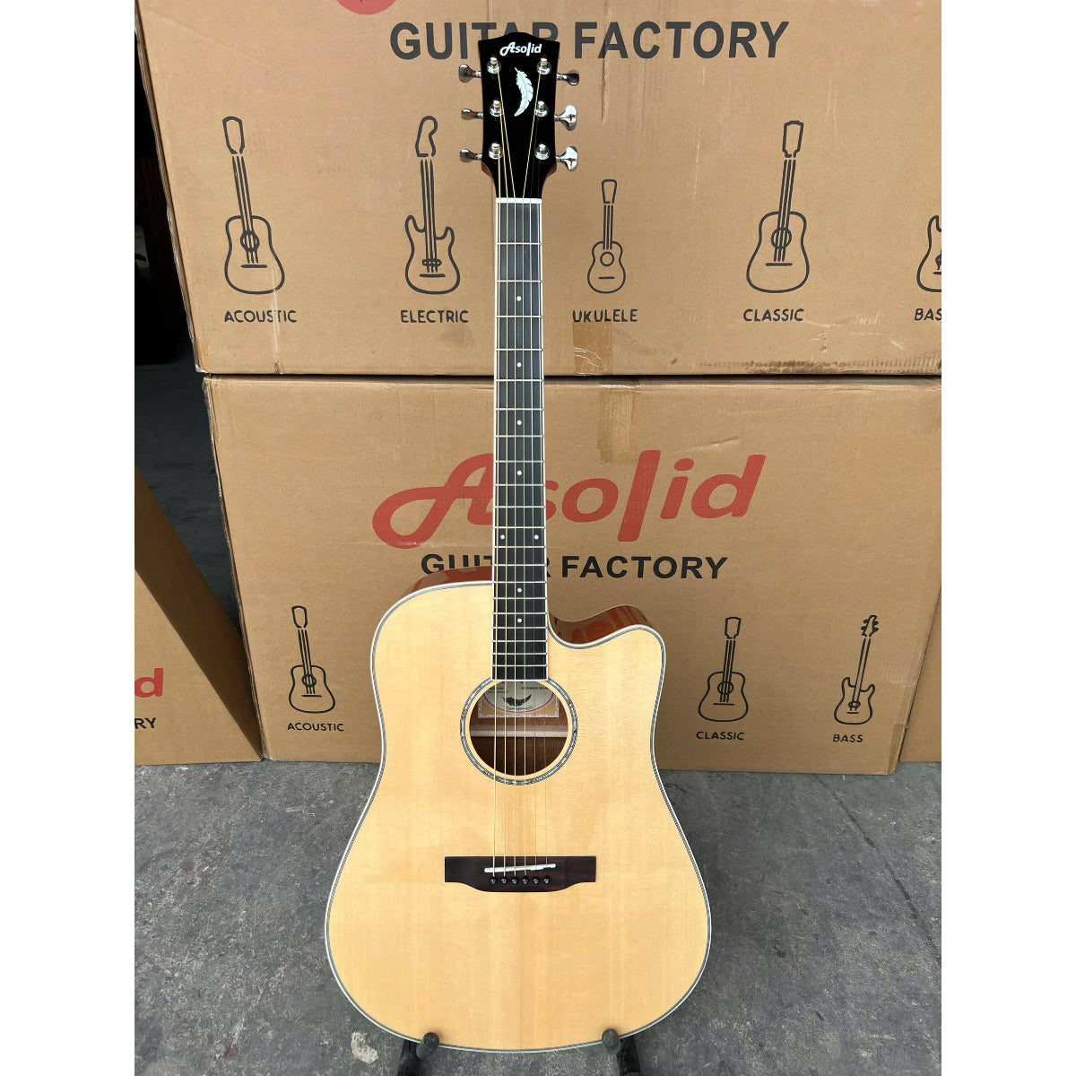 Đàn Guitar Acoustic Asolid 54CDP Solid Top, Natural