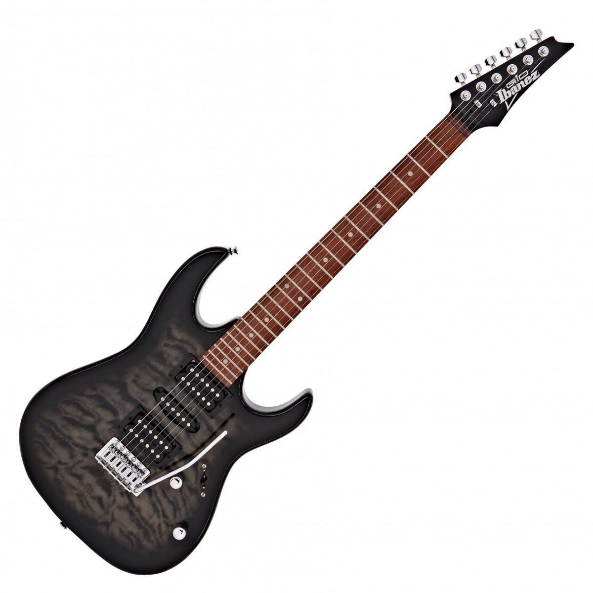 Đàn Guitar Điện Ibanez GRX70QA, HSH, RG Gio Series, Transparent Black Sunburst