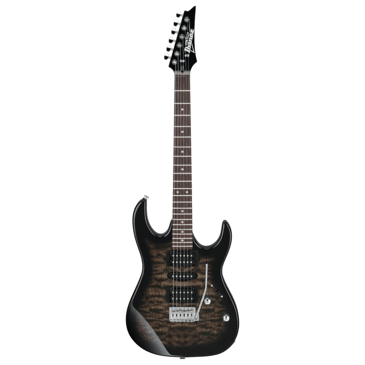 Đàn Guitar Điện Ibanez GRX70QA, HSH, RG Gio Series, Transparent Black Sunburst