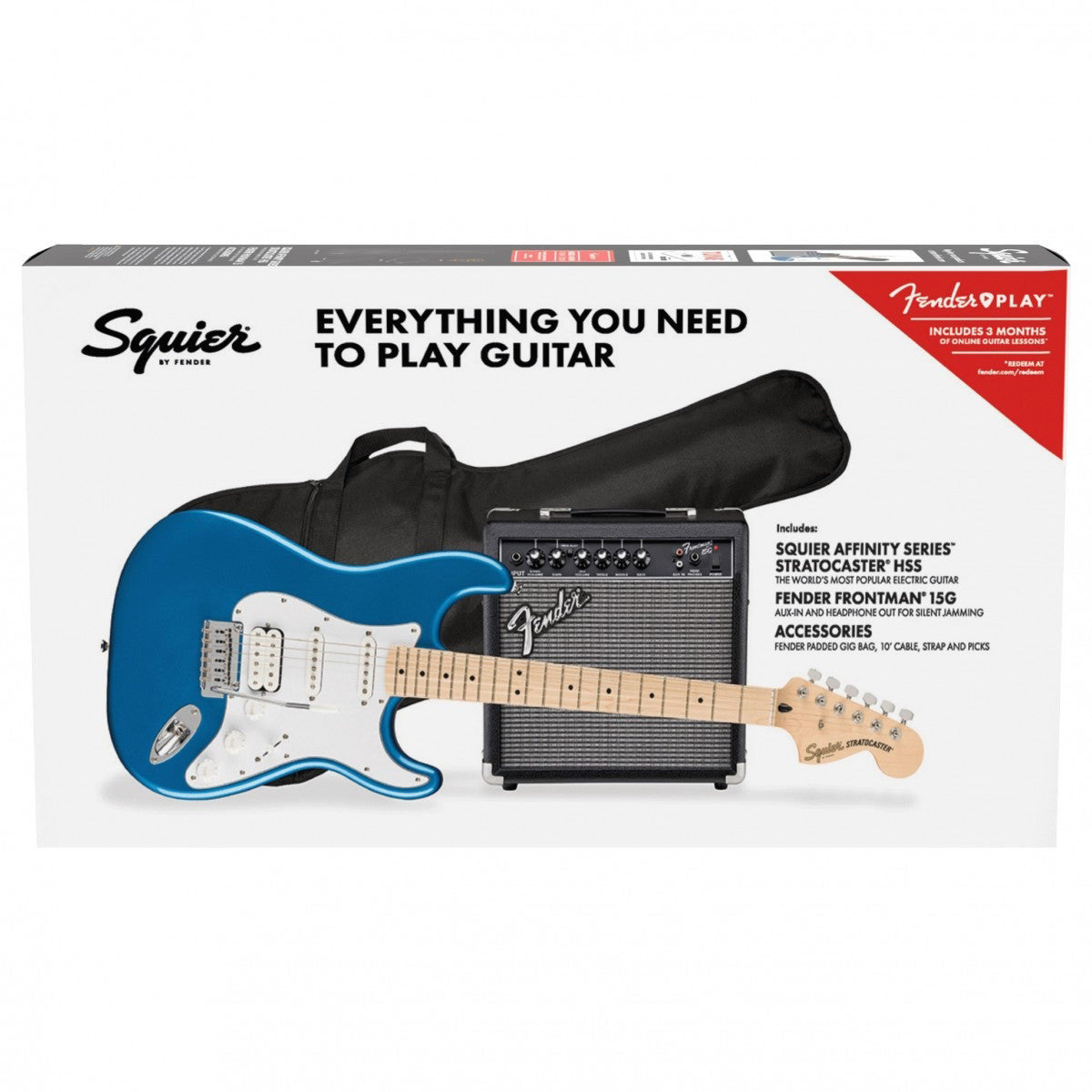 Đàn Guitar Điện Squier Affinity Series Stratocaster HSS Pack, Maple Fingerboard, Lake Placid Blue, #0372820002